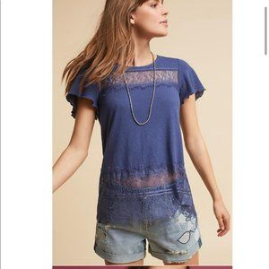 Eyelash Lace Trimmed T-Shirt from Anthropologie